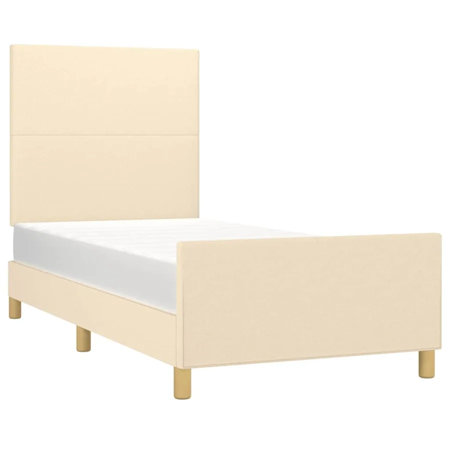 Cadre de lit sans matelas crème 100x200 cm tissu - 3