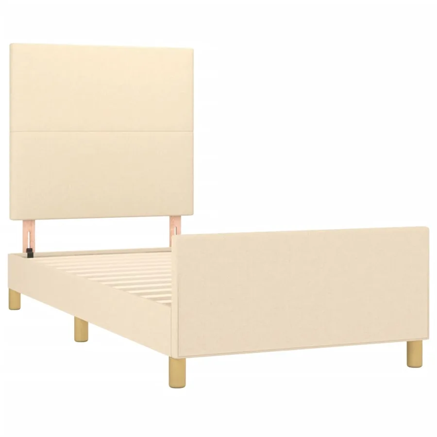 Cadre de lit sans matelas crème 100x200 cm tissu - 4
