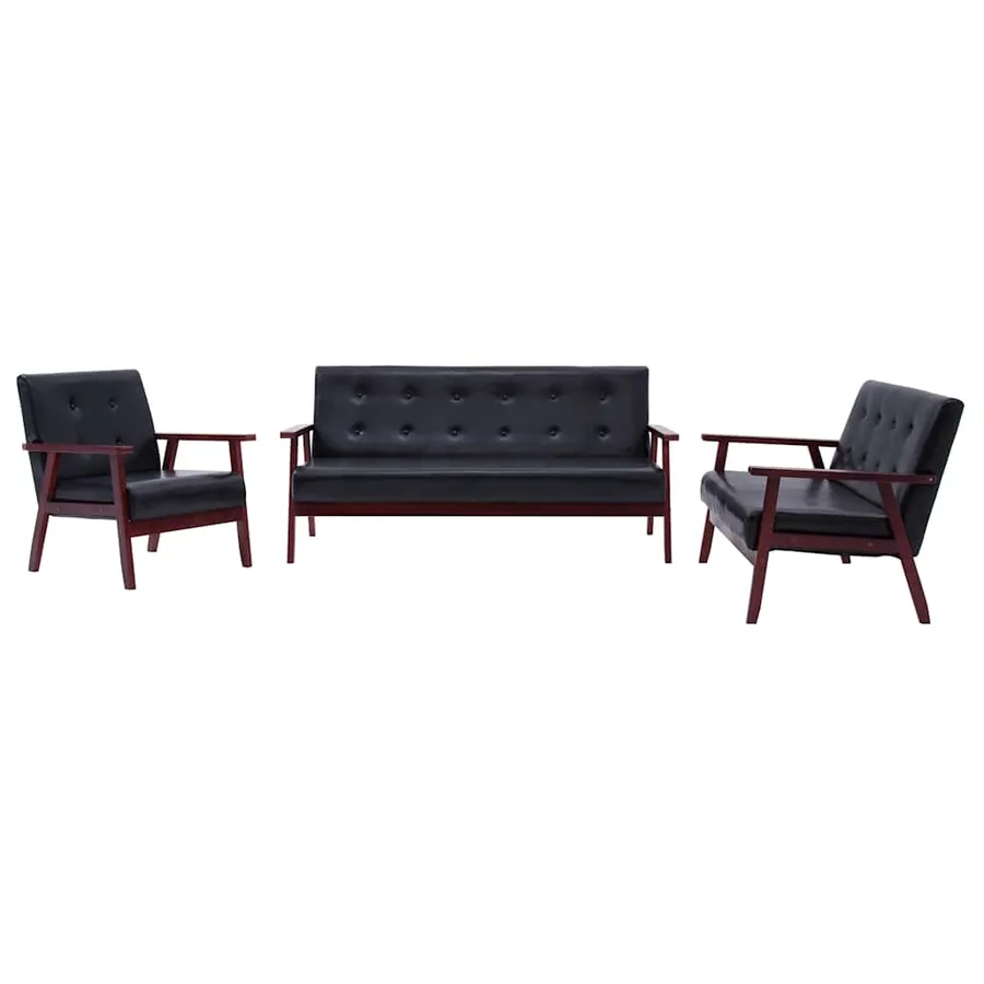 Ensemble de canapés 3 pcs noir similicuir - 2