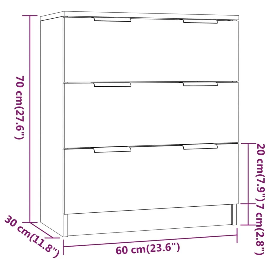 Buffets 3 pcs gris béton bois d'ingénierie - 6