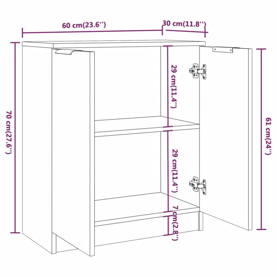 Buffets 3 pcs gris béton bois d'ingénierie - 7