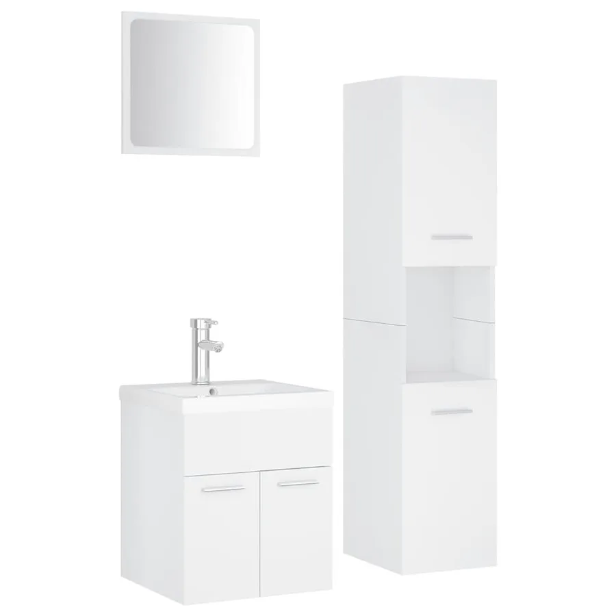 Ensemble de meubles de salle de bain Blanc Aggloméré - 2