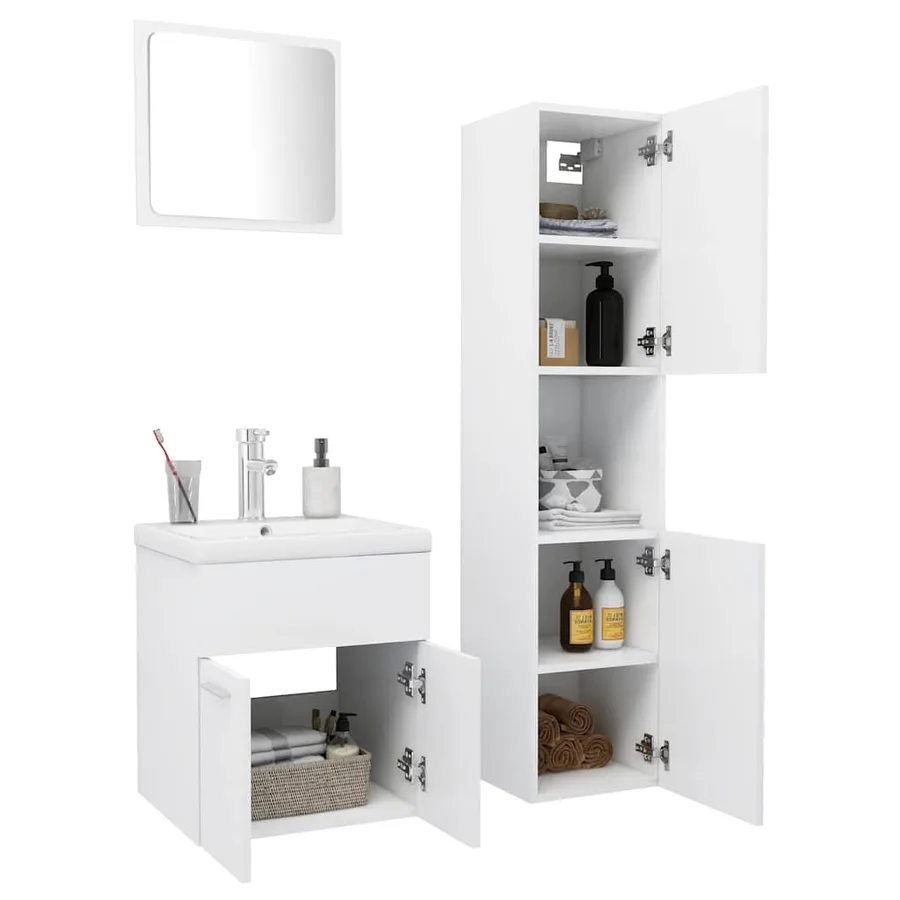 Ensemble de meubles de salle de bain Blanc Aggloméré - 3