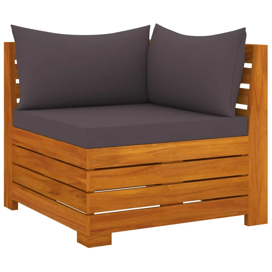 Salon de jardin 6 pcs avec coussins Bois d'acacia solide - 3