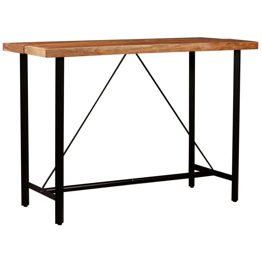 Ensemble de bar 5 pcs Bois solide et cuir véritable - 13