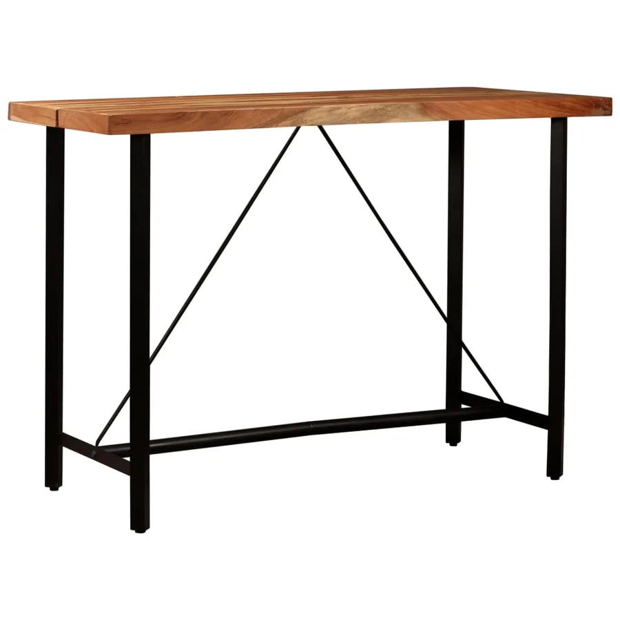 Ensemble de bar 5 pcs Bois solide et cuir véritable - 14