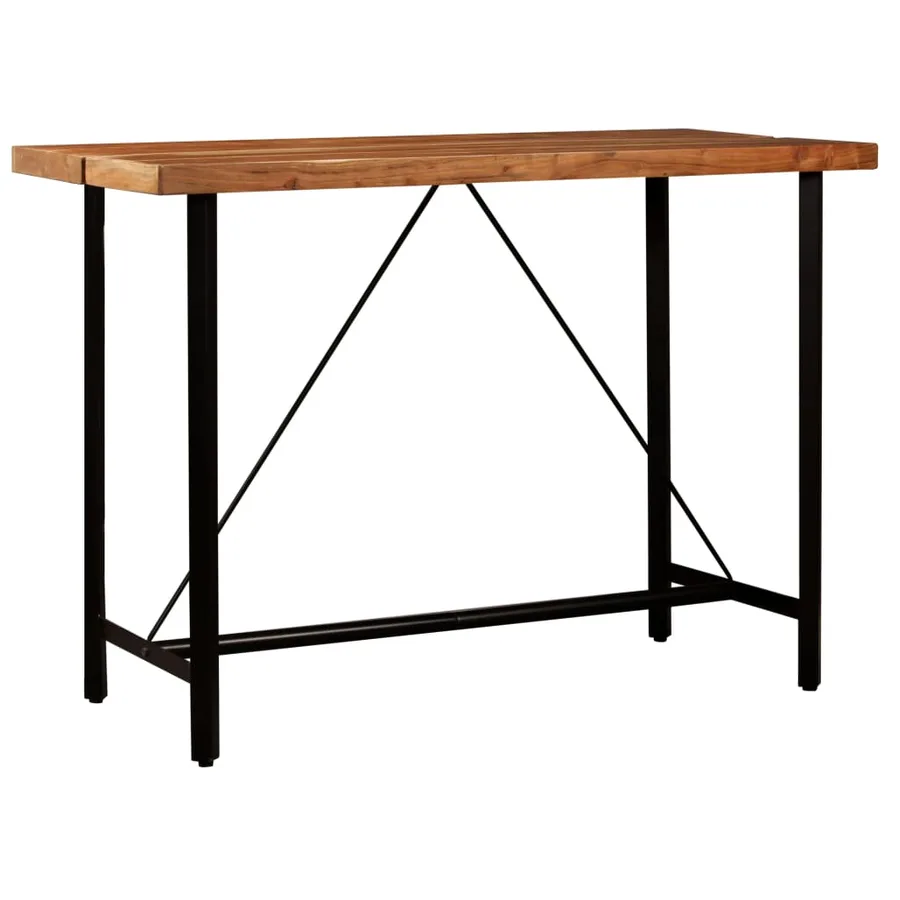 Ensemble de bar 5 pcs Bois solide et cuir véritable - 16