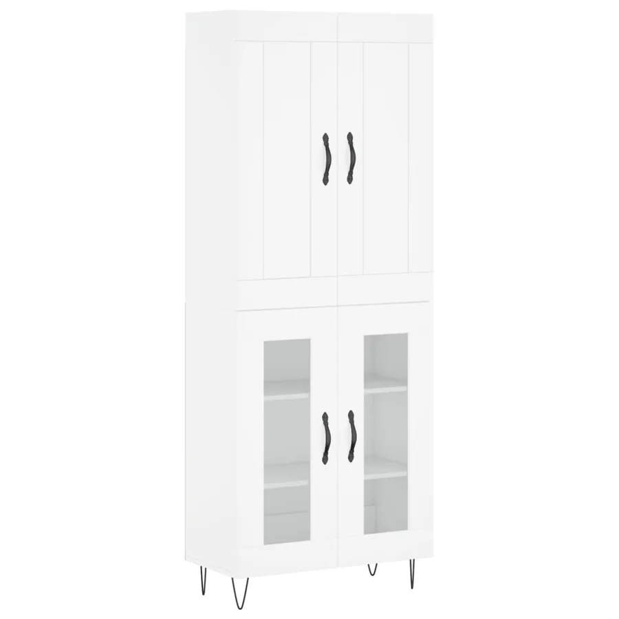 Buffet haut Blanc 69,5x34x180 cm Bois d'ingénierie - 2