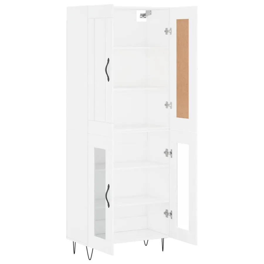 Buffet haut Blanc 69,5x34x180 cm Bois d'ingénierie - 4