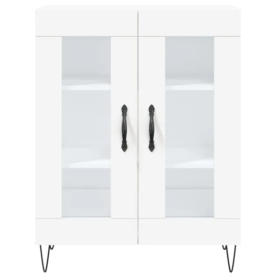 Buffet haut Blanc 69,5x34x180 cm Bois d'ingénierie - 8