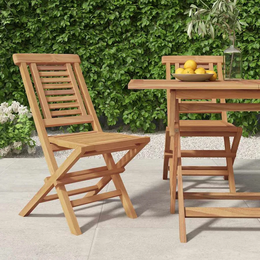 Chaises de jardin pliantes lot de 2 47x63x90cm bois massif teck