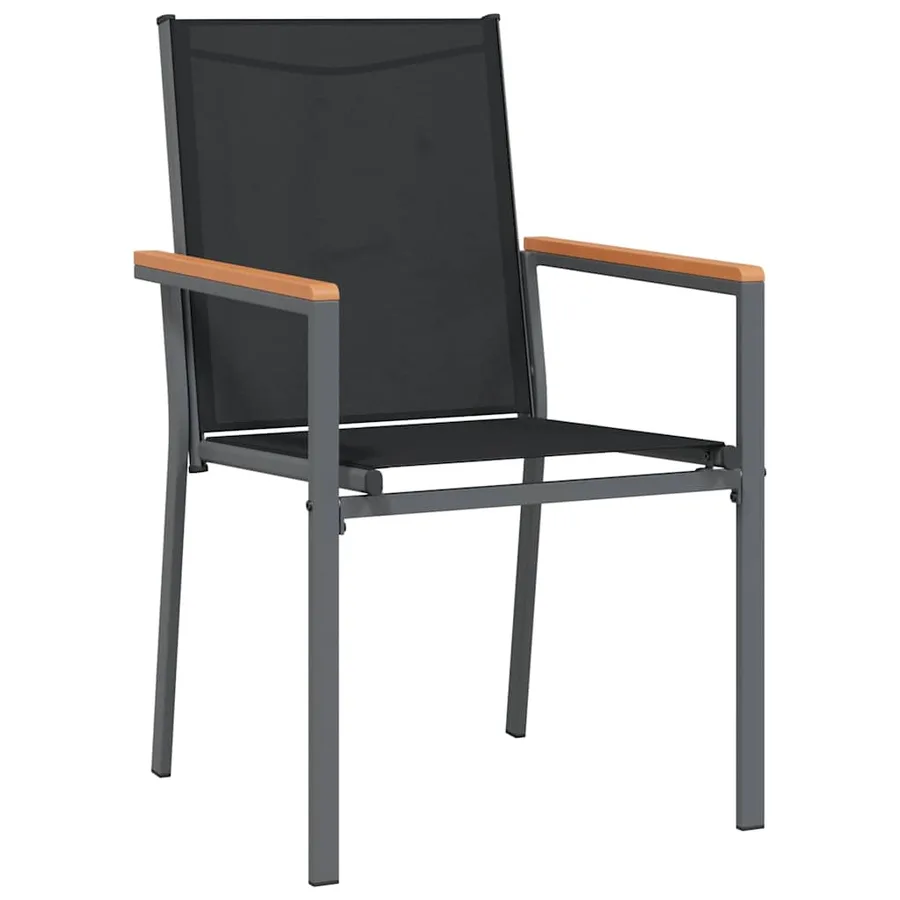 Ensemble à manger de jardin 7 pcs noir textilène et acier - 5