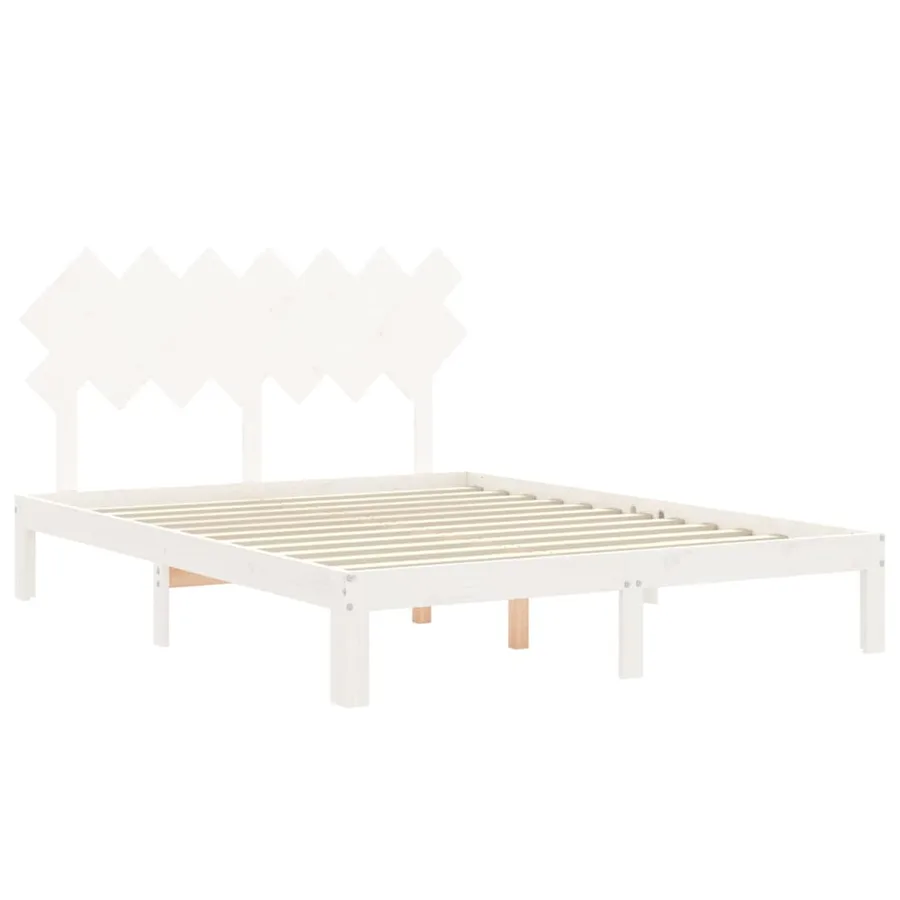 Cadre de lit sans matelas blanc 140x190 cm bois de pin massif - 5