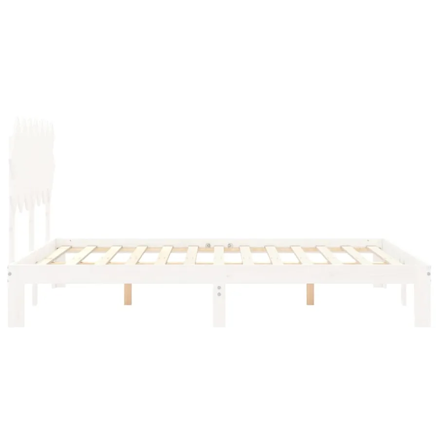 Cadre de lit sans matelas blanc 140x190 cm bois de pin massif - 7
