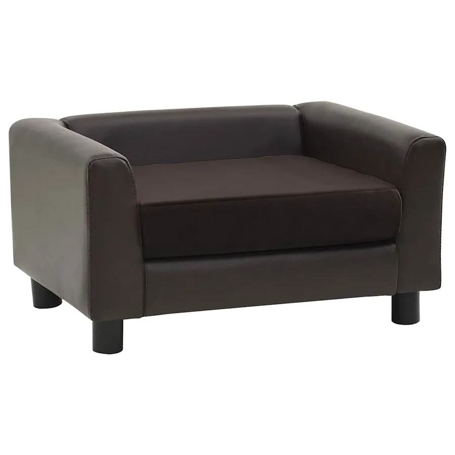 Canapé pour chien Marron 60x43x30 cm Peluche et similicuir - 2
