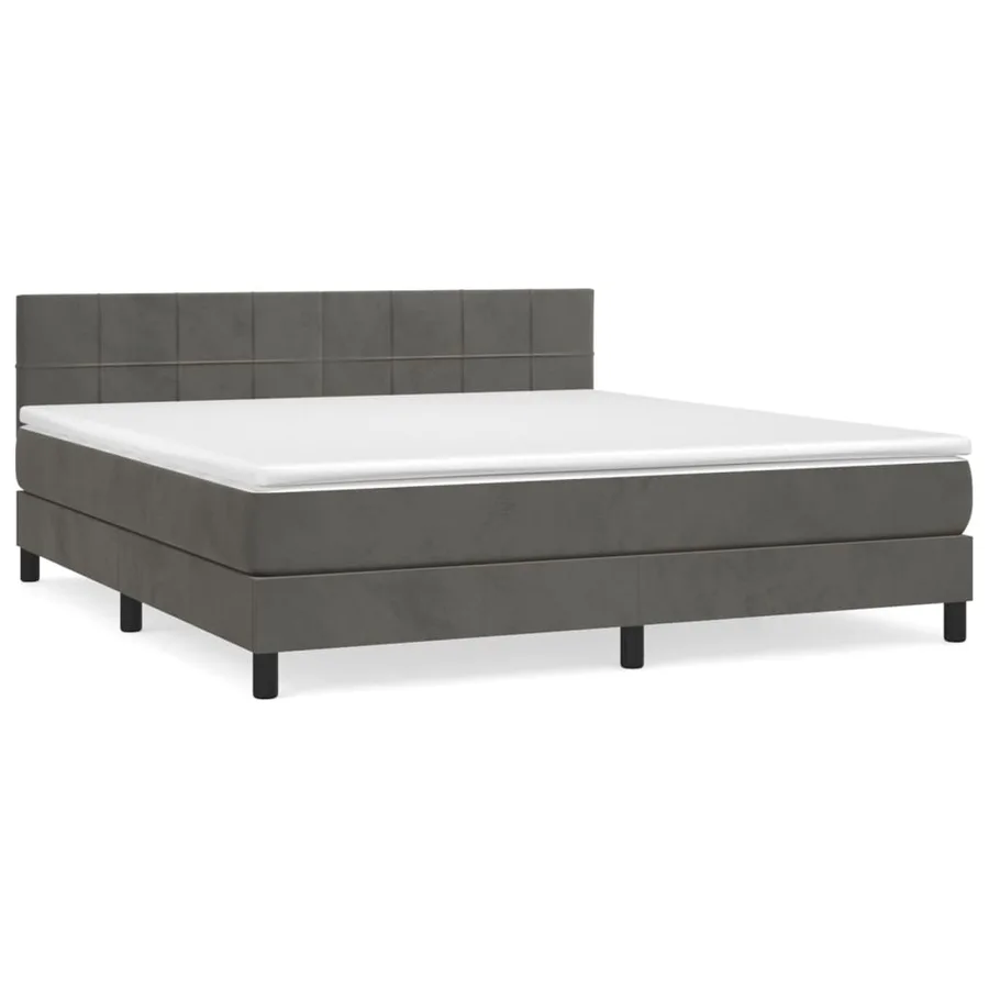 Sommier à lattes de lit et matelas Gris foncé 160x200cm Velours - 2