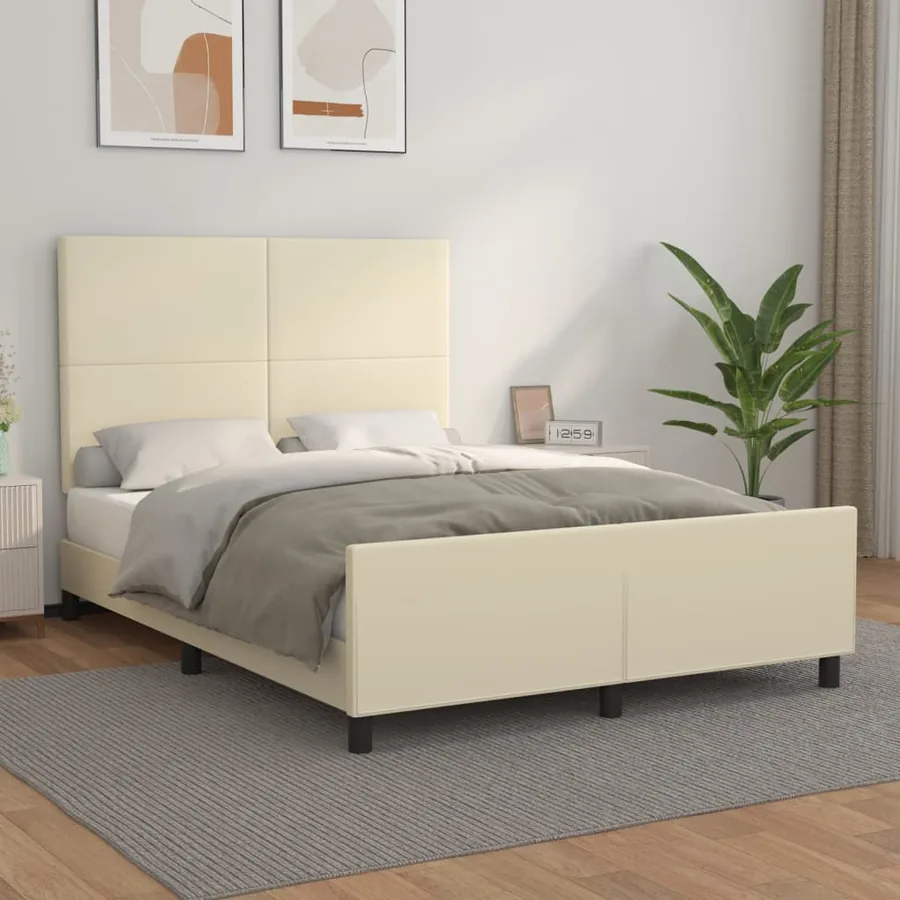 Cadre de lit sans matelas crème 140x190 cm similicuir