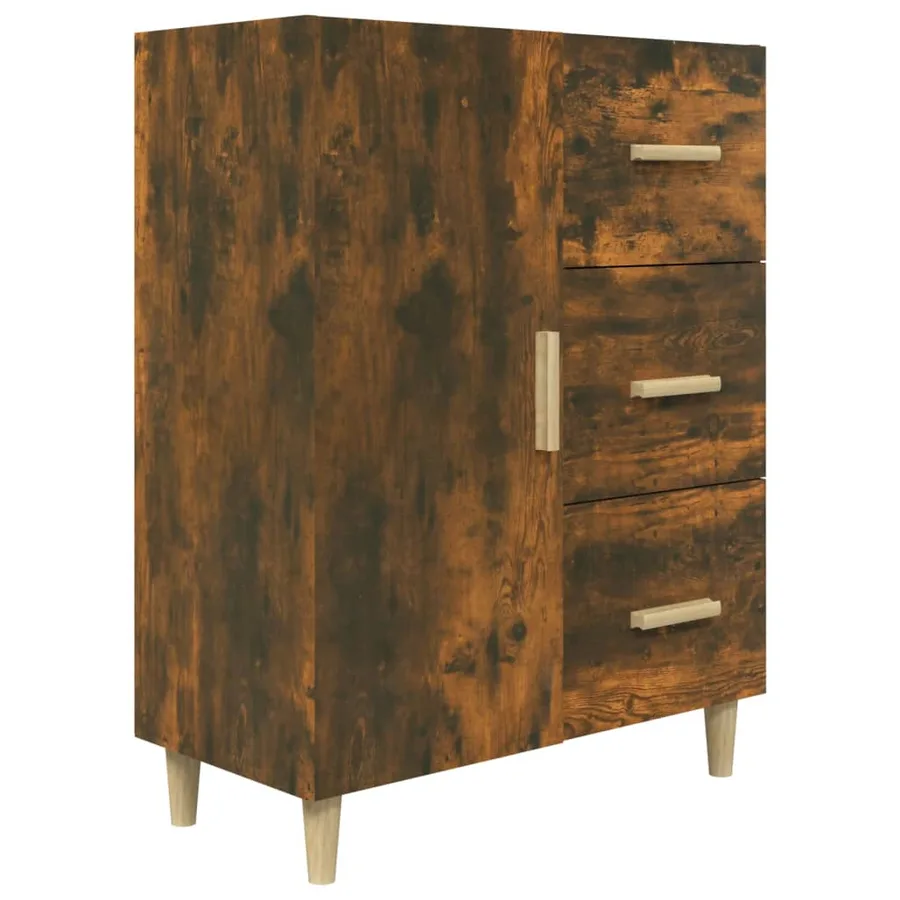 Buffet chêne fumé 69,5x34x90 cm bois d'ingénierie - 2