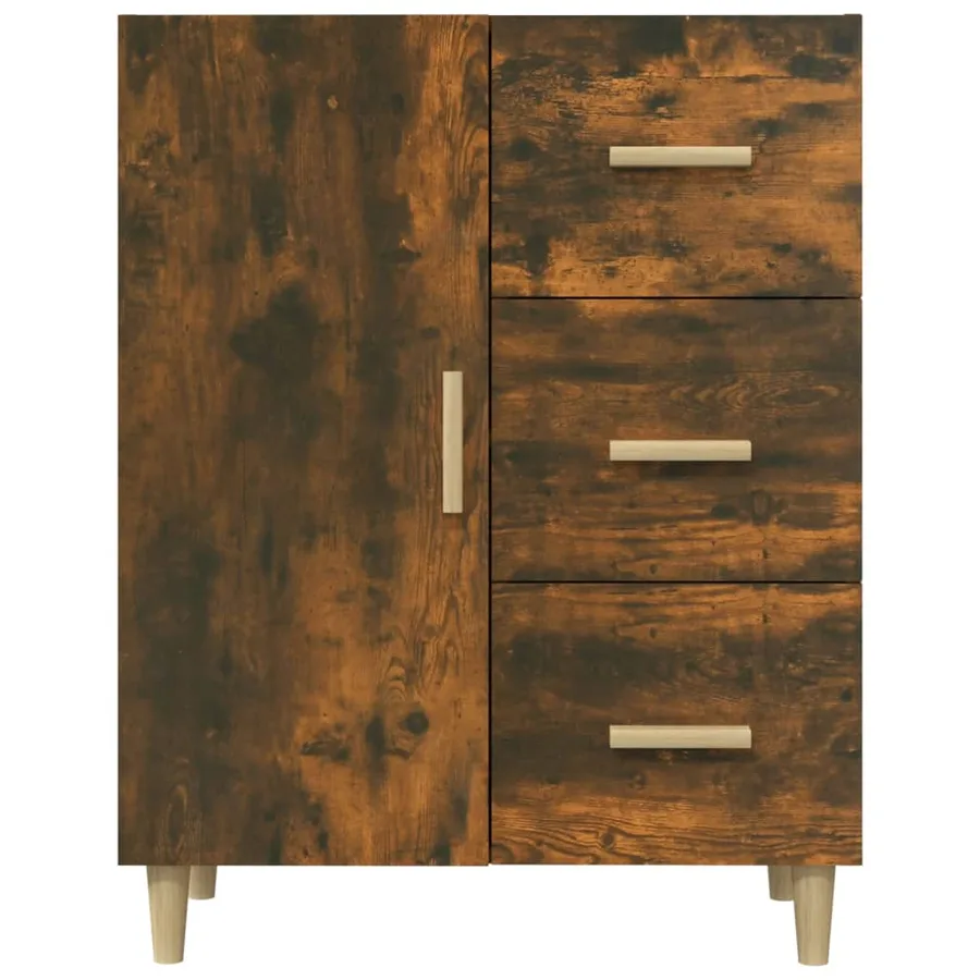Buffet chêne fumé 69,5x34x90 cm bois d'ingénierie - 5