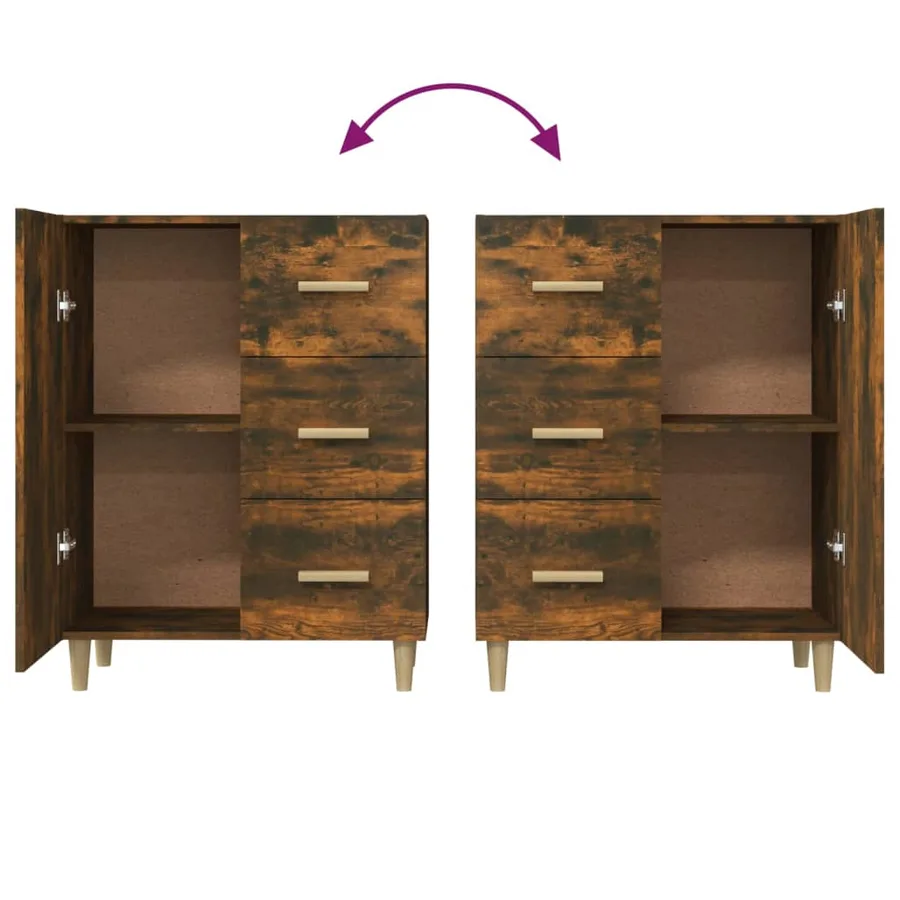 Buffet chêne fumé 69,5x34x90 cm bois d'ingénierie - 8
