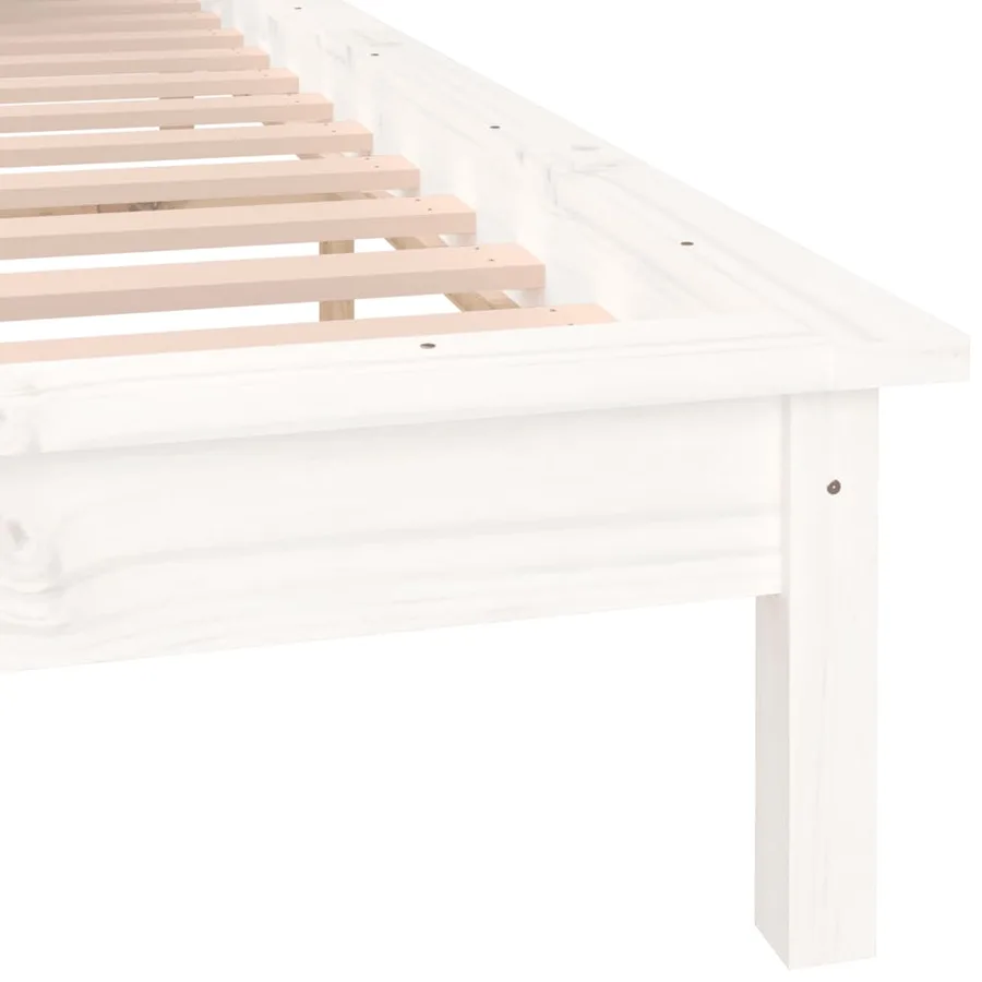 Cadre de lit à LED sans matelas blanc 140x190 cm bois massif - 9