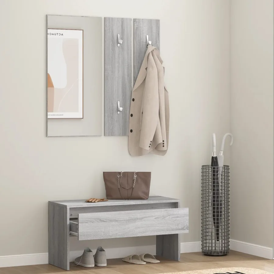 Ensemble de meubles de couloir Sonoma gris Bois d'ingénierie - 3