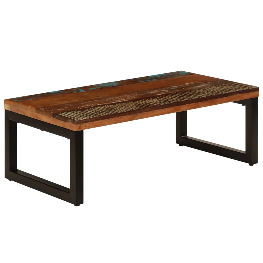 Table basse 100x50x35 cm Bois de récupération solide et acier - 10