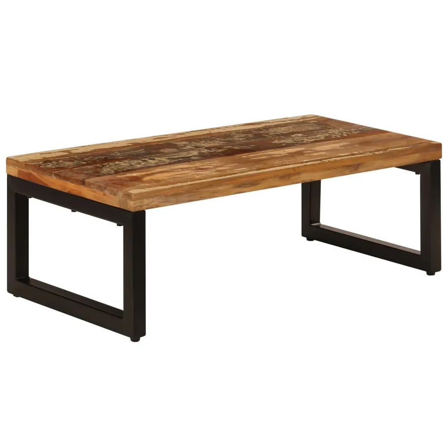 Table basse 100x50x35 cm Bois de récupération solide et acier - 11