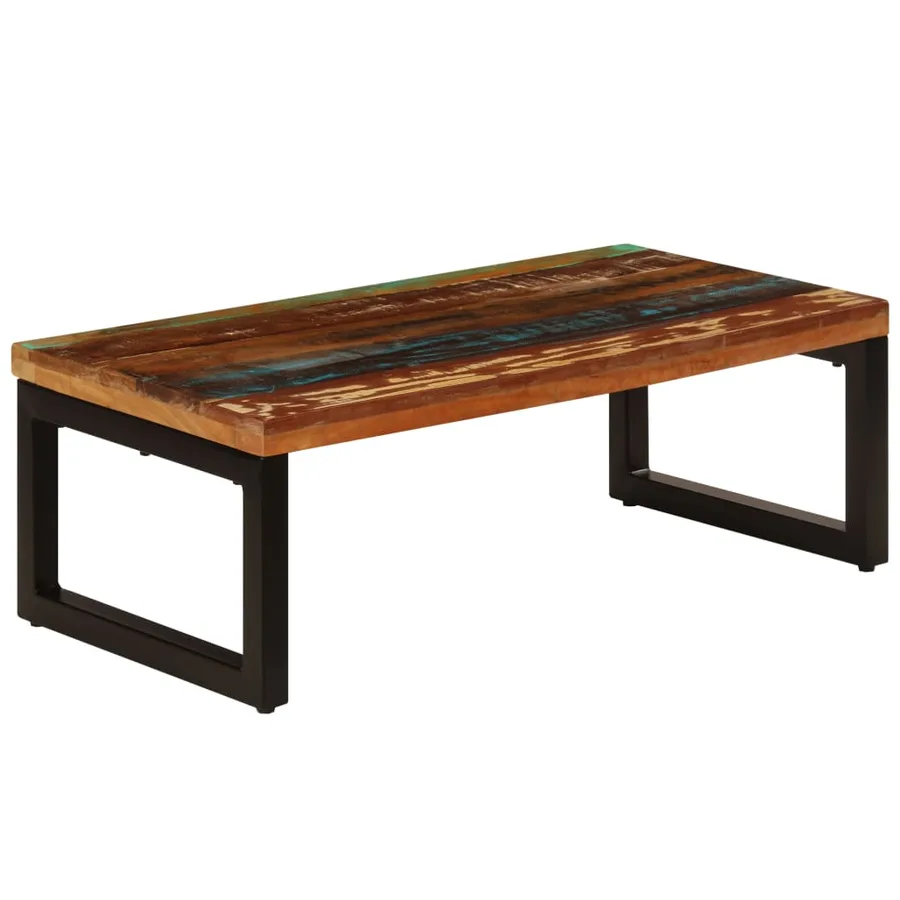 Table basse 100x50x35 cm Bois de récupération solide et acier - 12