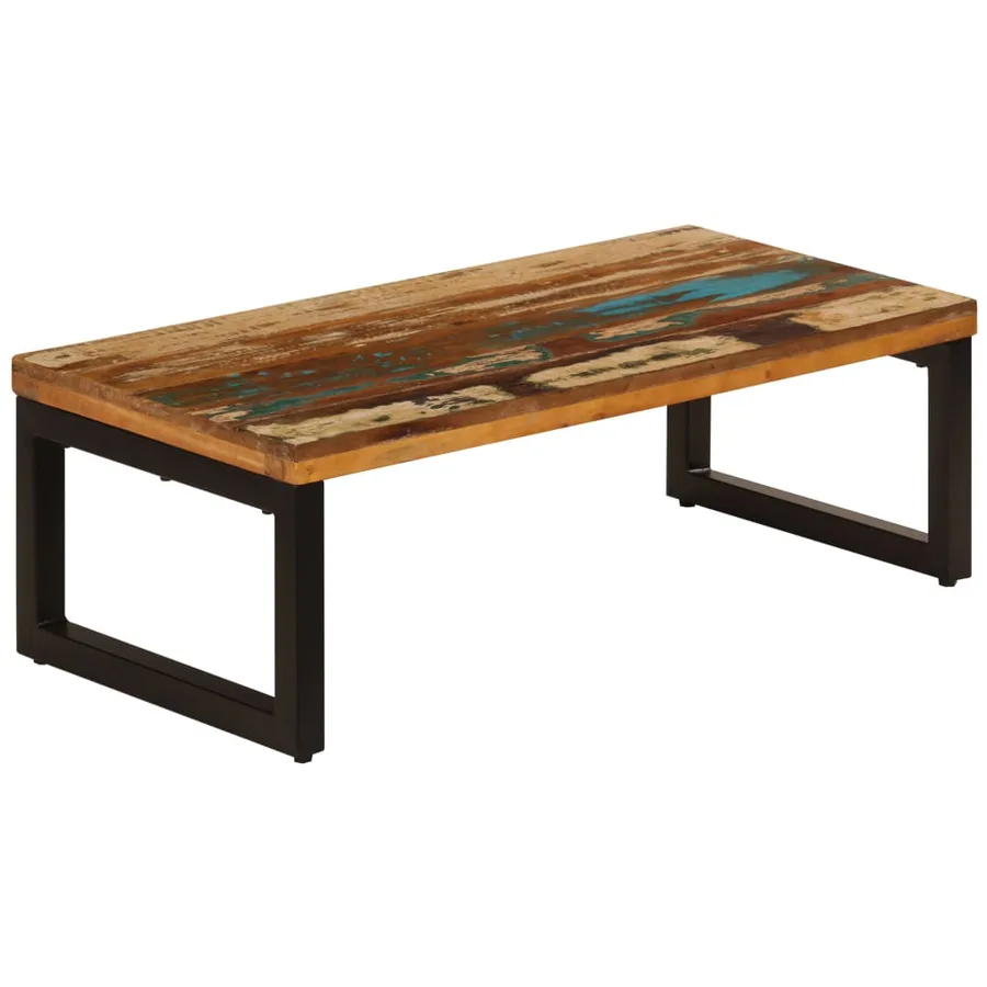 Table basse 100x50x35 cm Bois de récupération solide et acier - 13