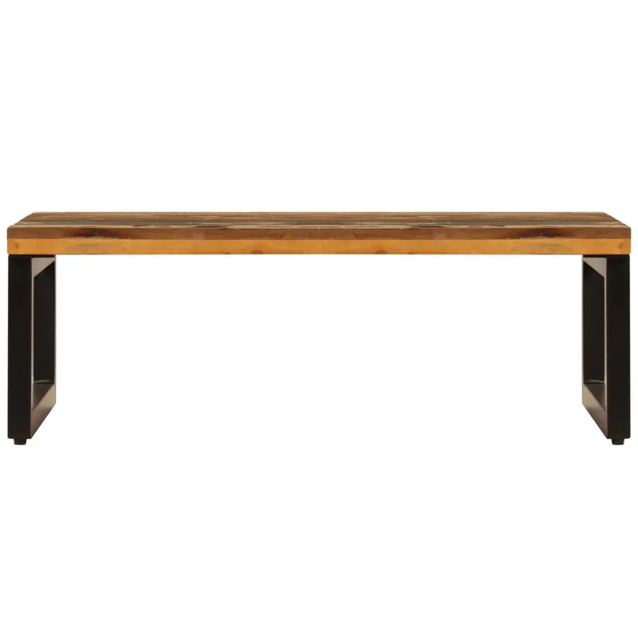 Table basse 100x50x35 cm Bois de récupération solide et acier - 3