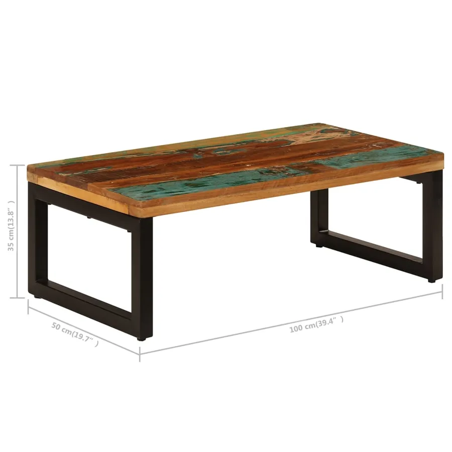 Table basse 100x50x35 cm Bois de récupération solide et acier - 8