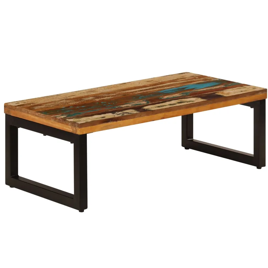 Table basse 100x50x35 cm Bois de récupération solide et acier - 9