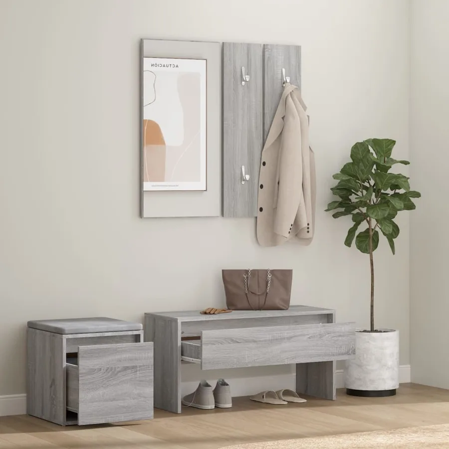 Ensemble de meubles de couloir Sonoma gris Bois d'ingénierie - 3