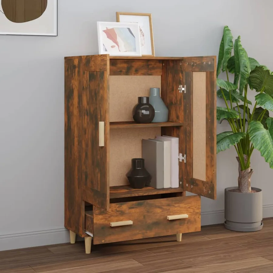 Buffet haut Chêne fumé 70x31x115 cm Bois d'ingénierie - 3