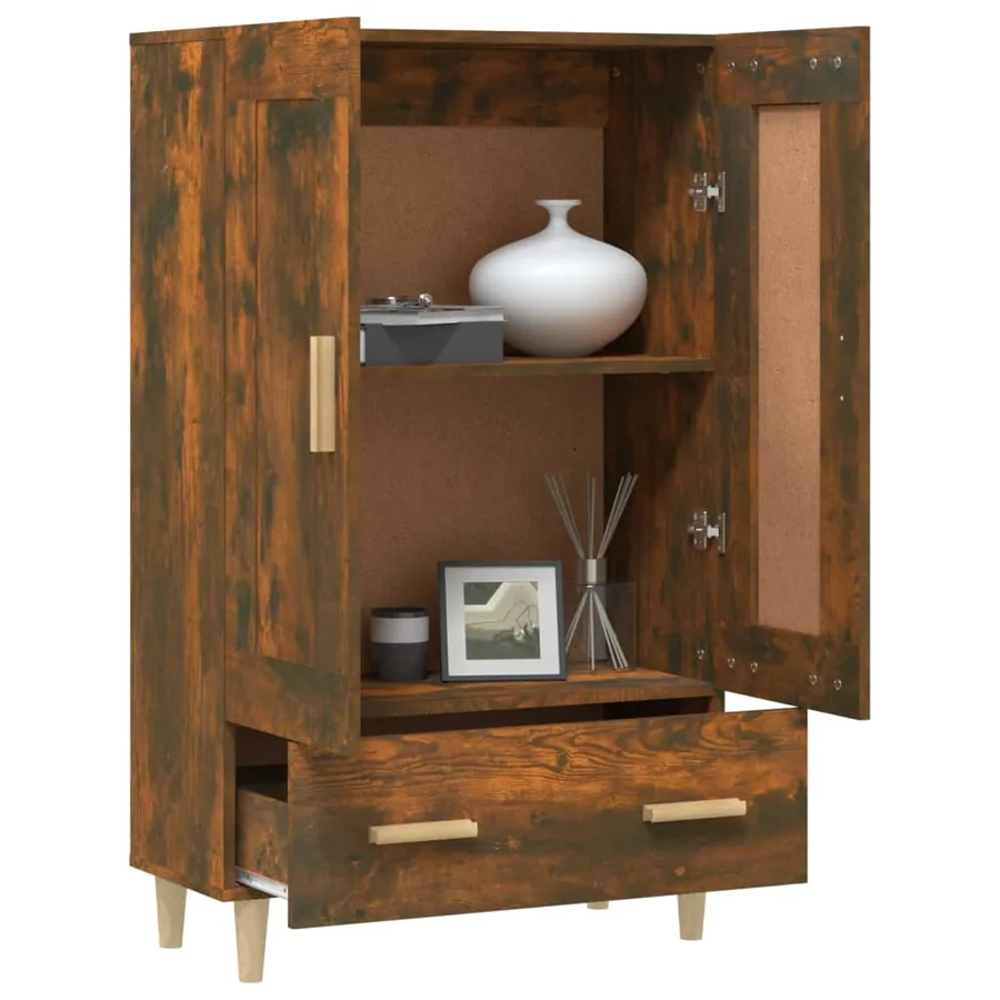 Buffet haut Chêne fumé 70x31x115 cm Bois d'ingénierie - 4