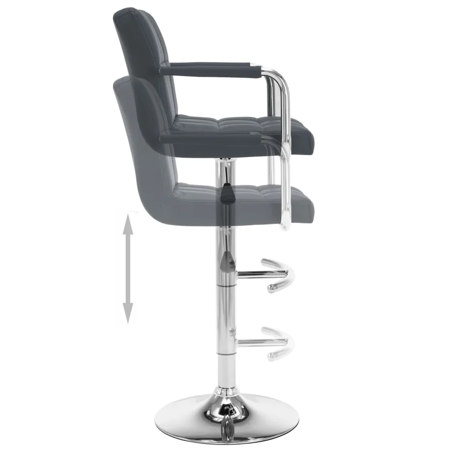 Tabourets de bar lot de 2 gris similicuir - 5