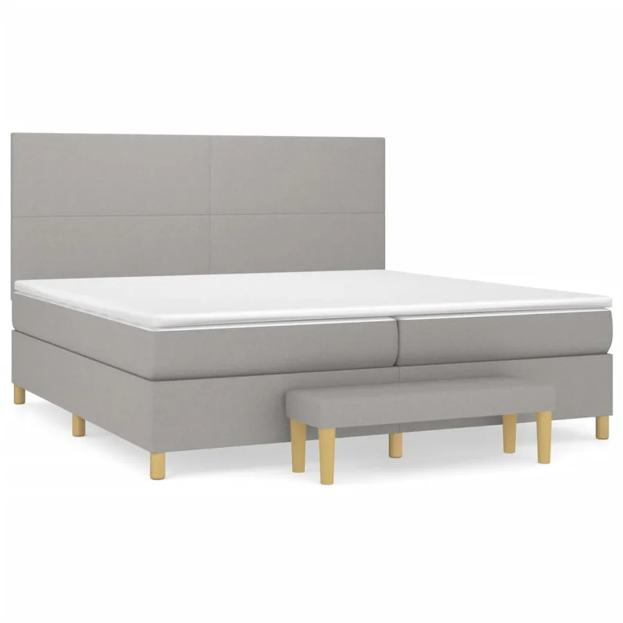 Sommier à lattes de lit avec matelas Gris clair 200x200cm Tissu - 2