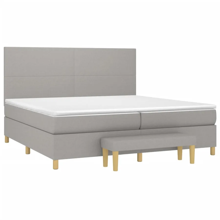 Sommier à lattes de lit avec matelas Gris clair 200x200cm Tissu - 3
