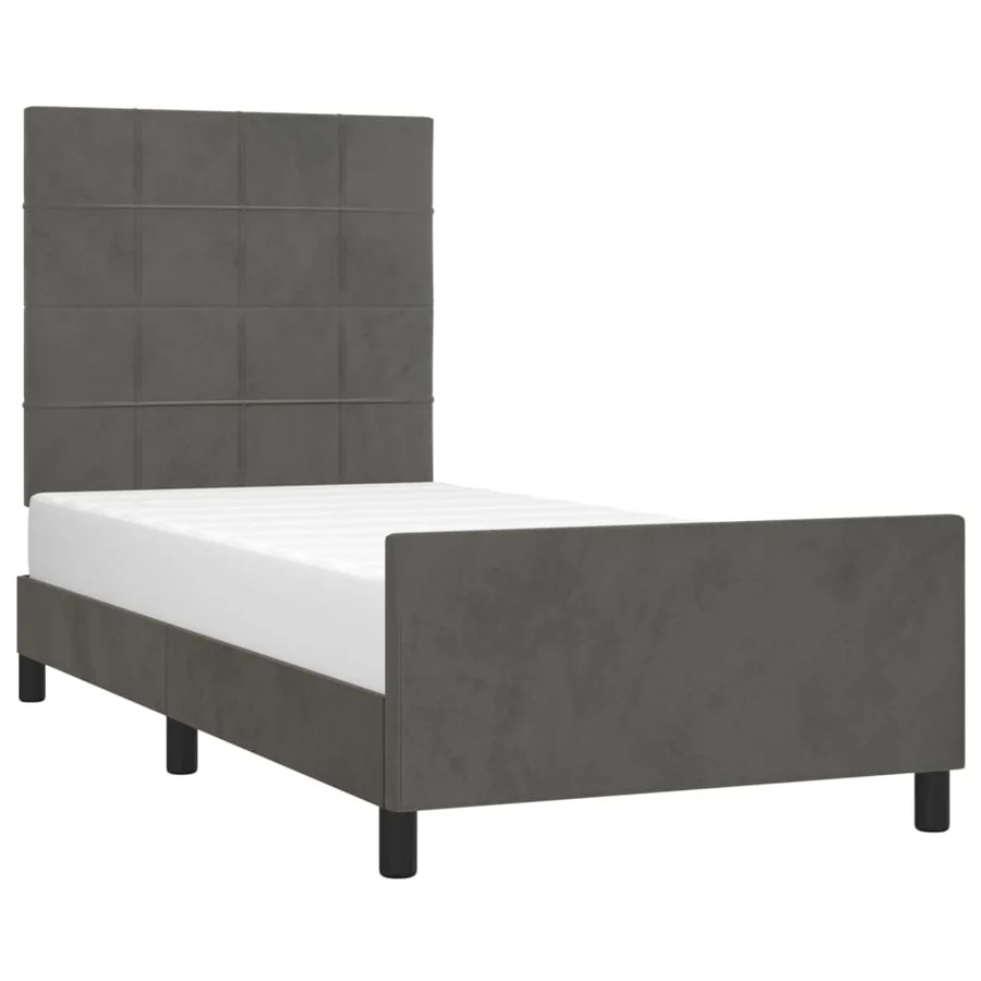Cadre de lit sans matelas gris foncé 80x200 cm velours - 3