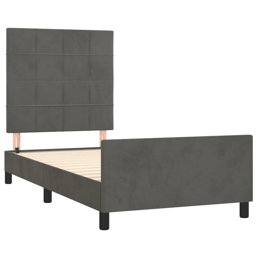 Cadre de lit sans matelas gris foncé 80x200 cm velours - 4