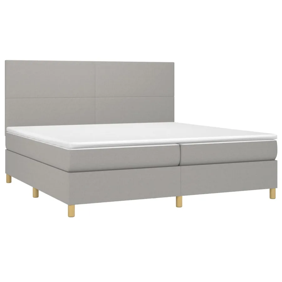 Sommier à lattes de lit et matelas et LED Gris clair 200x200 cm - 3