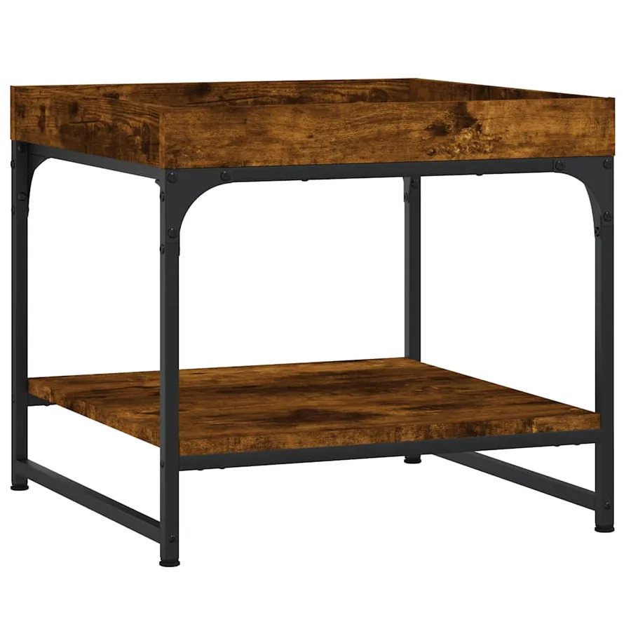 Table basse chêne fumé 49,5x49,5x45 cm bois d'ingénierie - 2