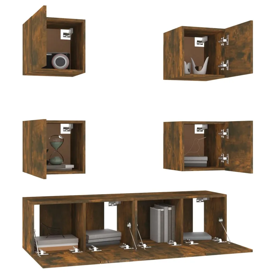 Ensemble de meubles TV 6 pcs Chêne fumé Bois d'ingénierie - 5