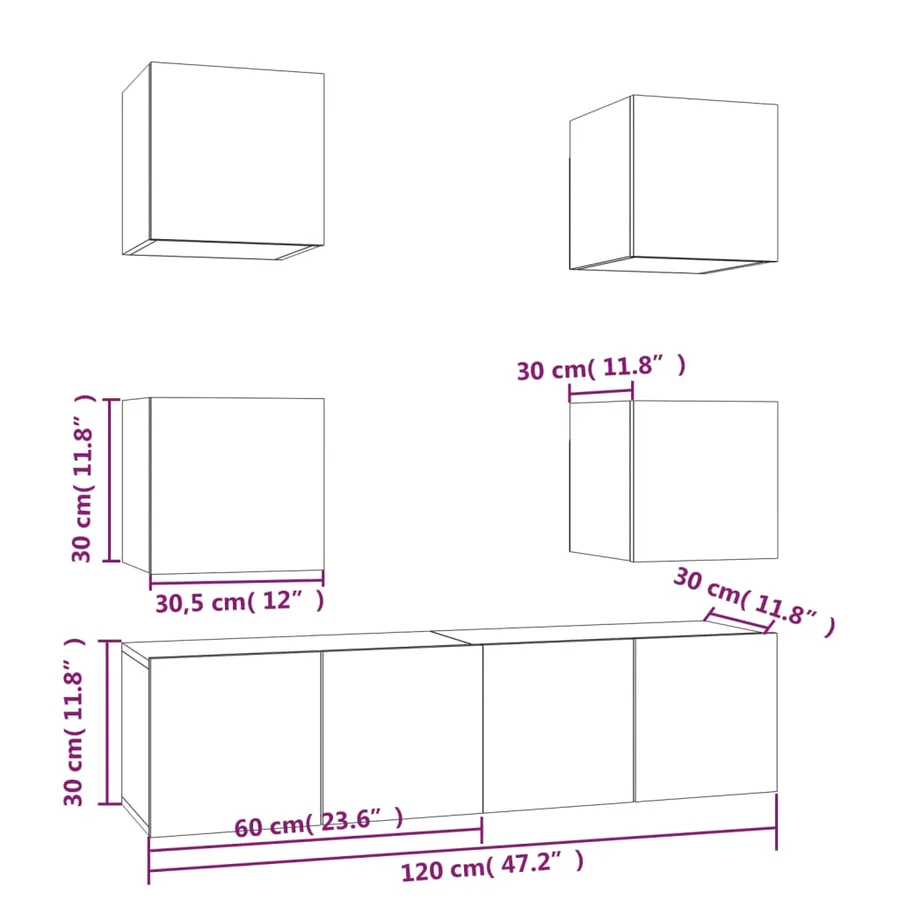 Ensemble de meubles TV 6 pcs Chêne fumé Bois d'ingénierie - 7