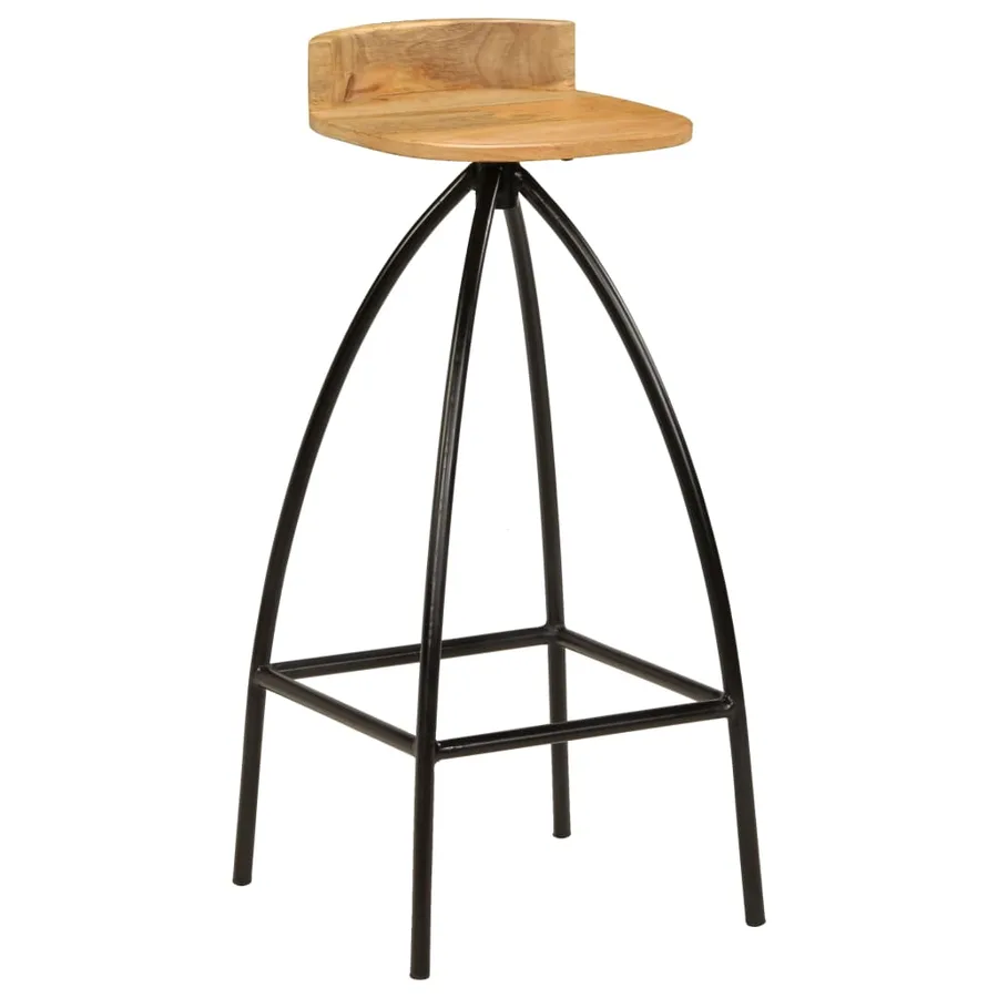 Chaises de bar lot de 2 bois de manguier solide - 2
