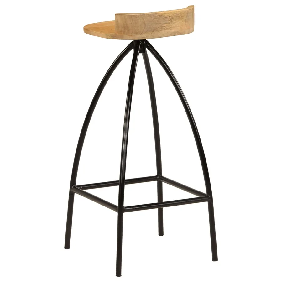 Chaises de bar lot de 2 bois de manguier solide - 5