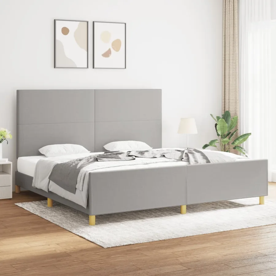 Cadre de lit sans matelas gris clair 200x200 cm tissu