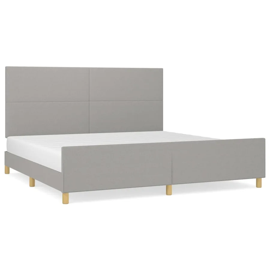 Cadre de lit sans matelas gris clair 200x200 cm tissu - 2