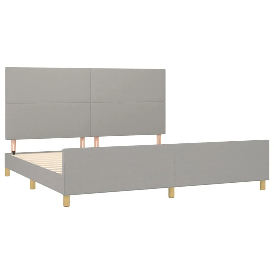Cadre de lit sans matelas gris clair 200x200 cm tissu - 4